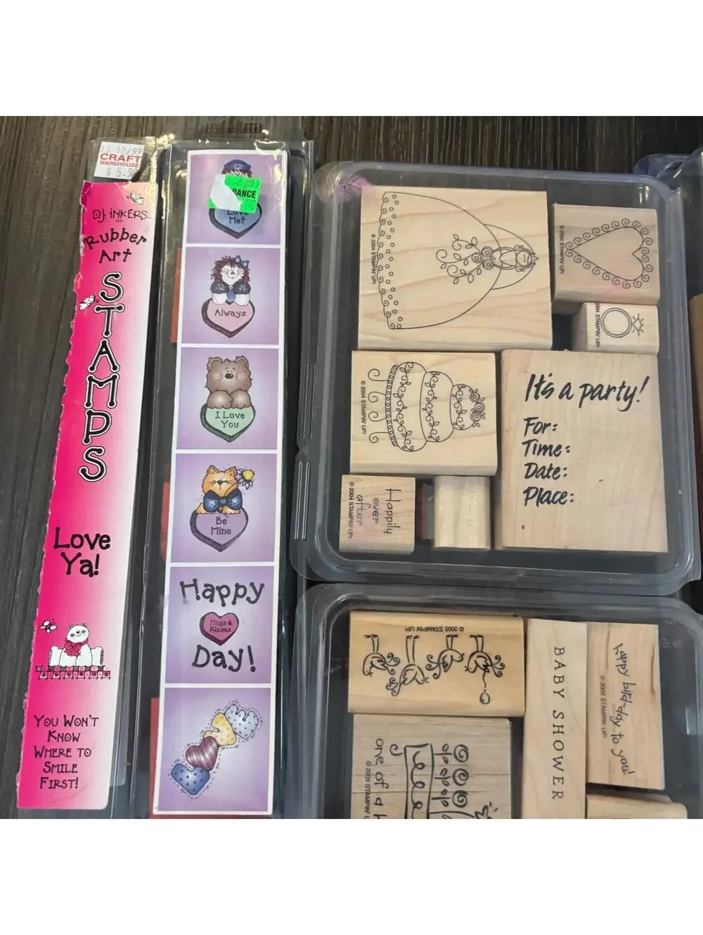 22 Rubber Stamps on Wood Stamp Kits Wood Stampin Up Rubber Art Crafts Lot